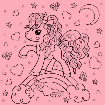 Desenho de unicórnios e seres mágicos